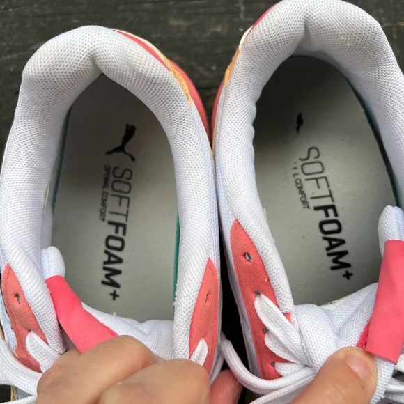Puma White and Coral Sneakers - Picture 5 of 15